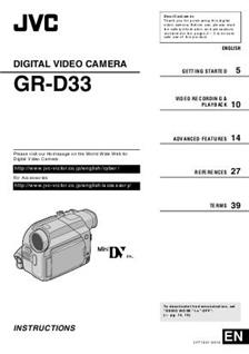 JVC GR D 33 manual. Camera Instructions.
